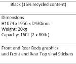 Picture of Evolution City DUO Bin 1074x956x430cm-  2 compartment
