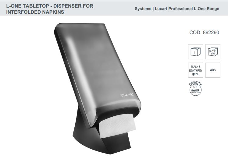 Picture of Lucart L-One Napkin Table Dispenser Black "Slalom" (1) 