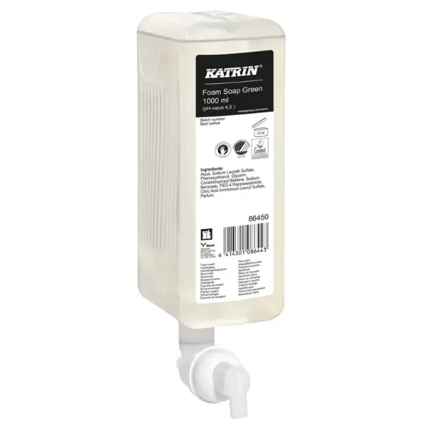 Picture of Katrin Green refreshing foam soap with a mild scent of birch wood, 6x1L