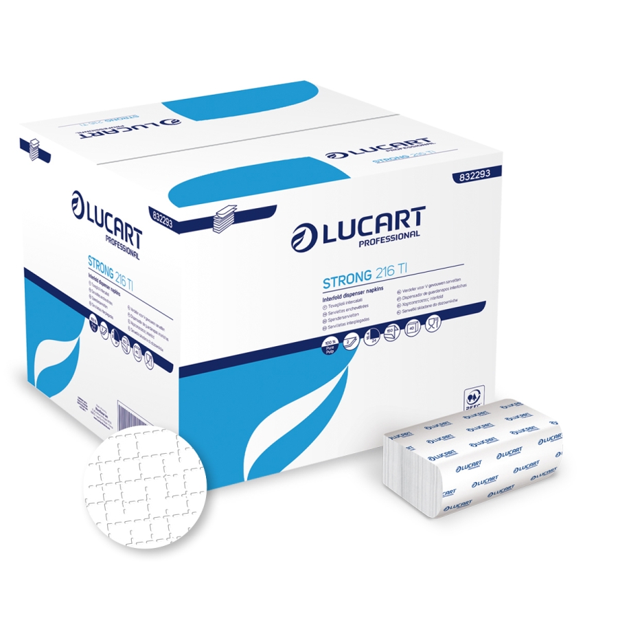 Picture of Lucart L-ONE Dispenser Napkins  2ply White, large pack of 6,000 napkins.