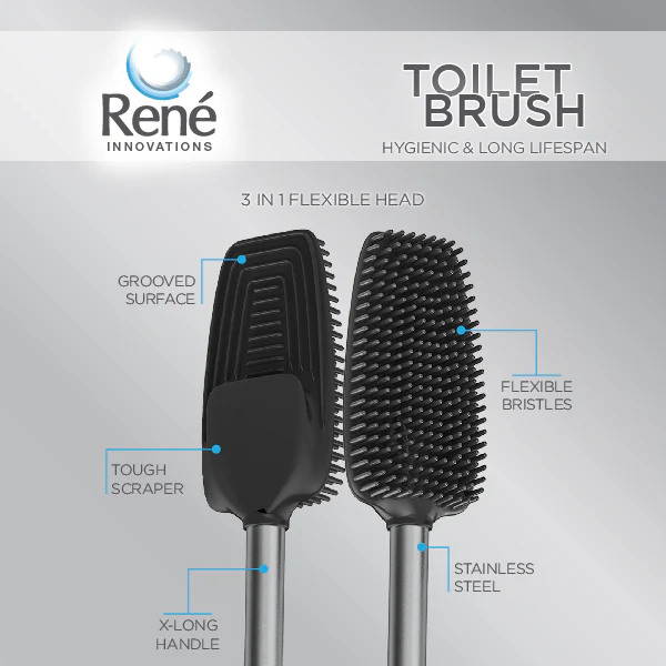 Picture of René 3 in1 Stainless Steel, Flexible Toilet Brush & Holder