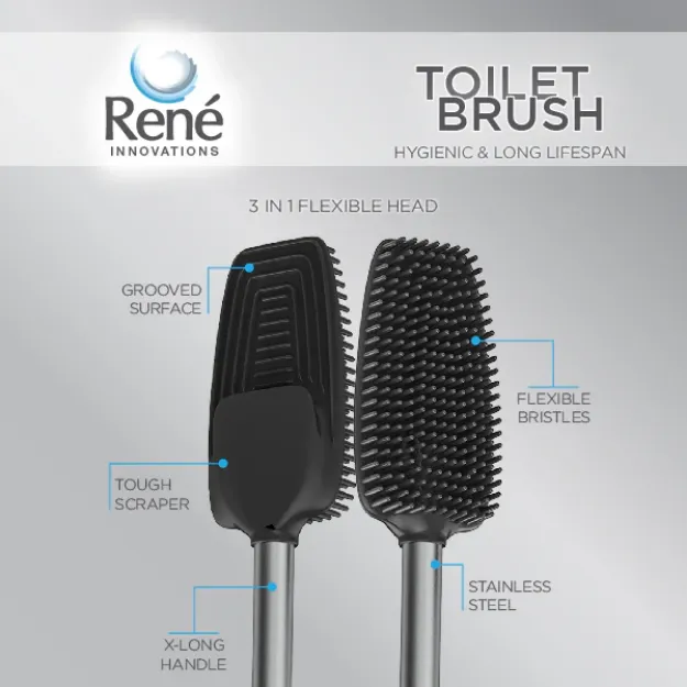 Picture of René 3 in1 Stainless Steel, Flexible Toilet Brush & Holder