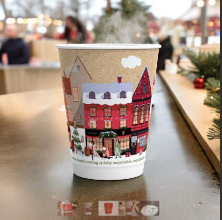 Picture of Christmas Cup, 12oz Kraft with Christmas Design, 500pk.