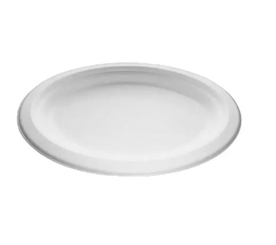 Picture of Disposable 10" Bagasse Comp Oval Paper Plate  (500)