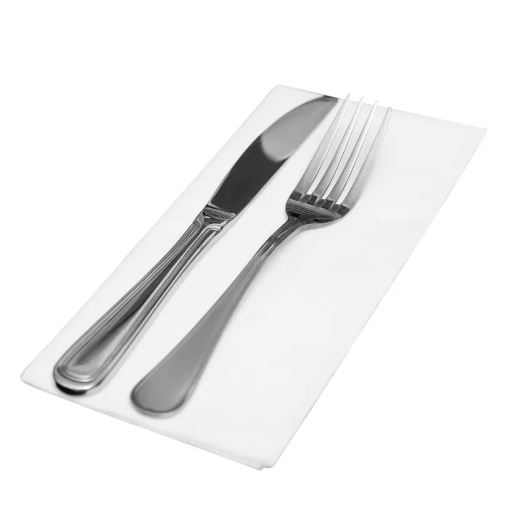 Picture of Linen Style Airlaid Napkins,  40cm Dinner, 8 fold White 500pk