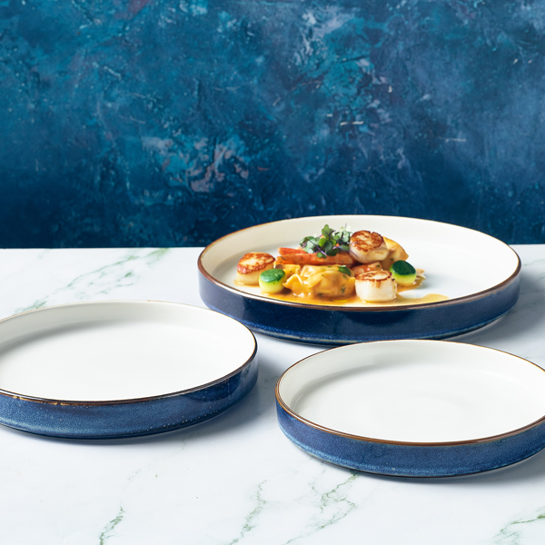 Picture of Terra Porcelain Aqua Blue Two Tone Presentation Plate 18cm 18 x 2.6cm (Dia x H)