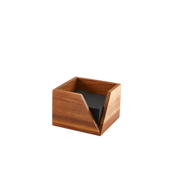 Picture of GenWare Acacia Wood Serviette Holder 14 x 10cm 14 x 14 x 10cm (L x W x H) - Fits 24 x 24cm Napkins