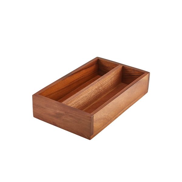 Picture of GenWare Acacia Wood 2 Compartment Cutlery Tray 27.5 x 16.5 x 6cm (L x W x H)