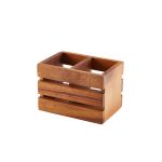 Picture of GenWare Acacia Wood 2 Compartment Cutlery Holder 16 x 11 x 11cm (L x W x H)