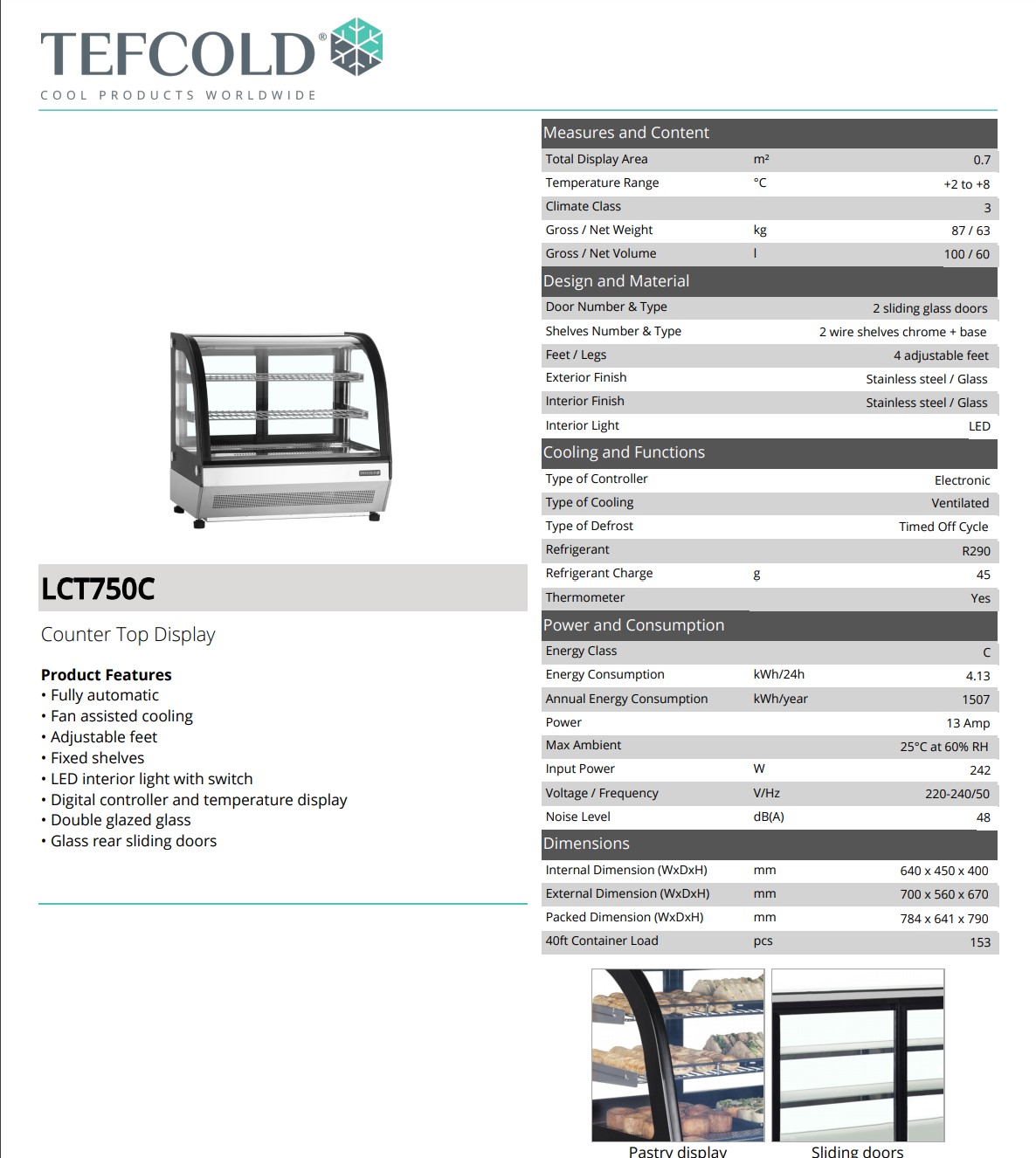 Picture of Tefcold Counter Top Display Chiller.