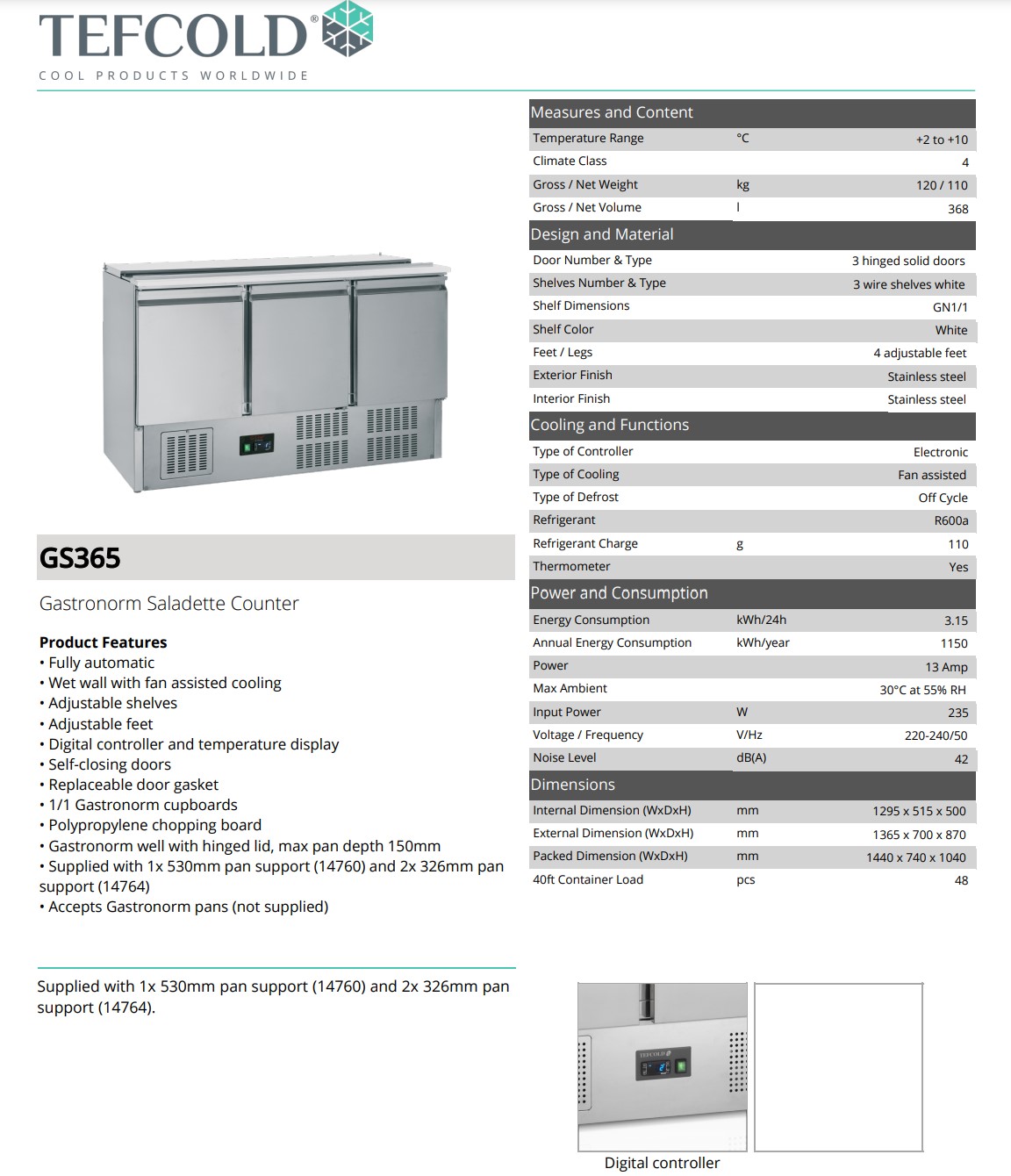 Picture of Tefcold Gastronorm Saladette Counter