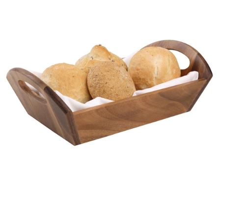 Picture of Acacia Wood Bread Basket with Handles