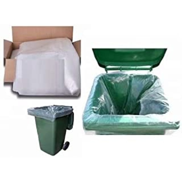 Picture of 46"x54" Clear Wheelie Bin Liner Bag  heavy duty, 100pk. Promo price limited stocks available.