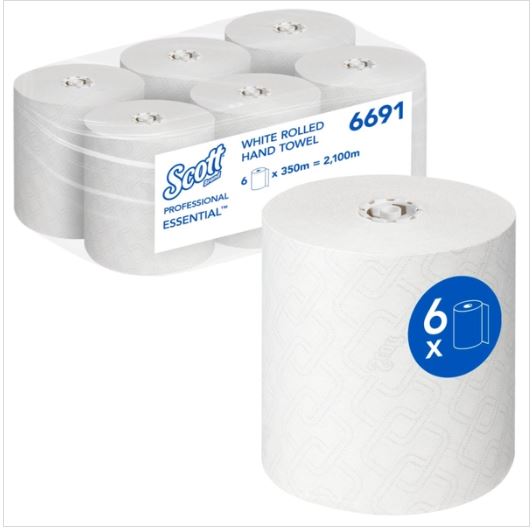 Picture of Scott Essential Rolled Hand Towels White 350m