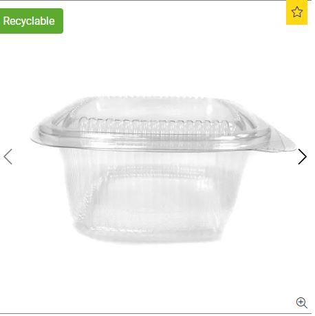 Picture of 1000cc Square Hinged Salad Container (9x50)