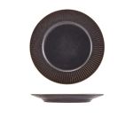 Picture of Terra Porcelain Black Fluted Winged Plate 21cm 20.8 x 2.3cm (Dia x H)