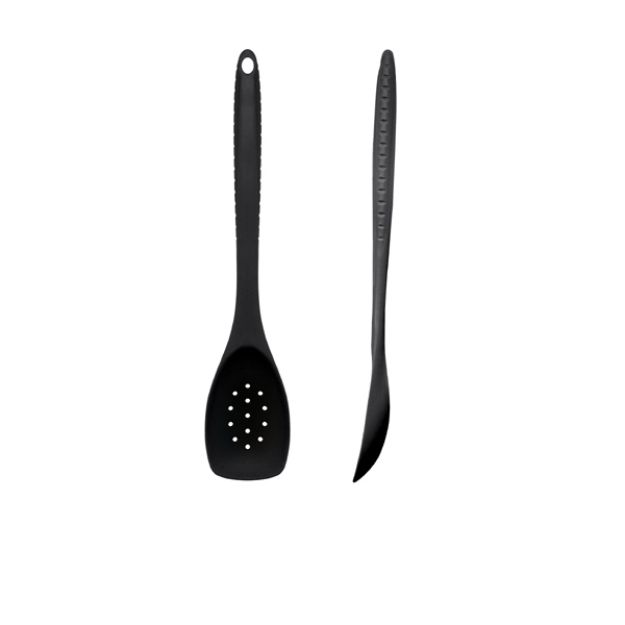 Picture of Black Silicone Slotted Spoon 30cm 300mm use up to 260 Degrees C