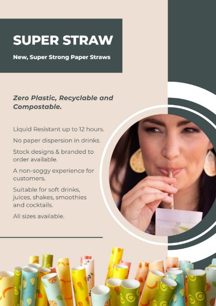 Picture of Super Straws , New, Super Strong Paper Straws last up to 12 hours in liquid.