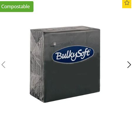 Picture of BulkySoft 33cm BLACK Compostable 2ply 4 Fold Lunch Napkin (2000/case) 
